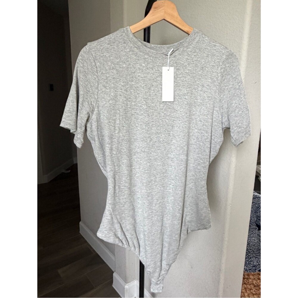 naked wardrobe Light Gray Short-Sleeve Tee T-shirt Bodysuit 1X